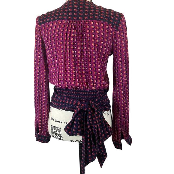 ANTHROPOLOGIE MAEVE BLOUSE WRAP LISA PUFFED SLEEVES SZ 2 FLORAL AESTHETIC V NECK - Picture 15 of 16